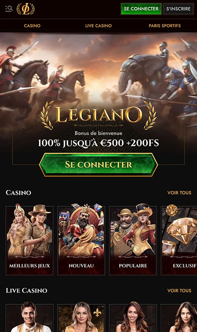 version mobile legiano casino